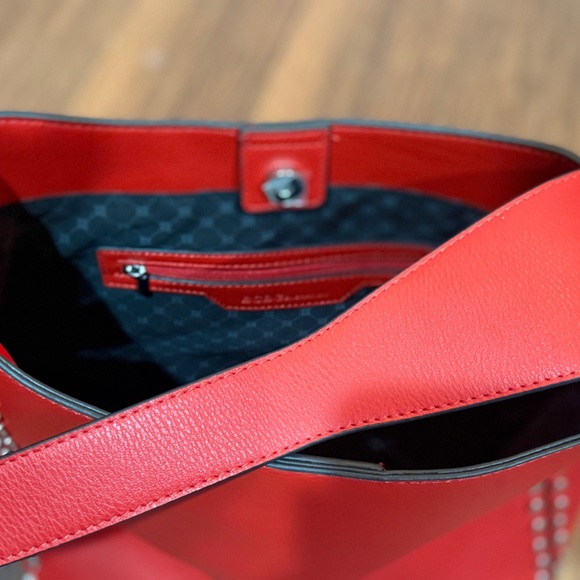 BCBGeneration Red Hobo Bag with Silver Studs - Picture 6 of 9